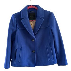 Talbots Women’s Blue Wool blend Coat Italian fabric size 4P Like New